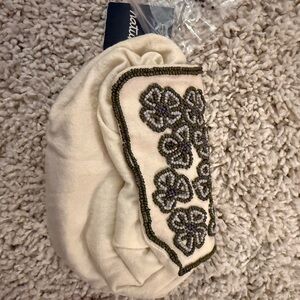 Beaded Floral Ivory Clutch Bag